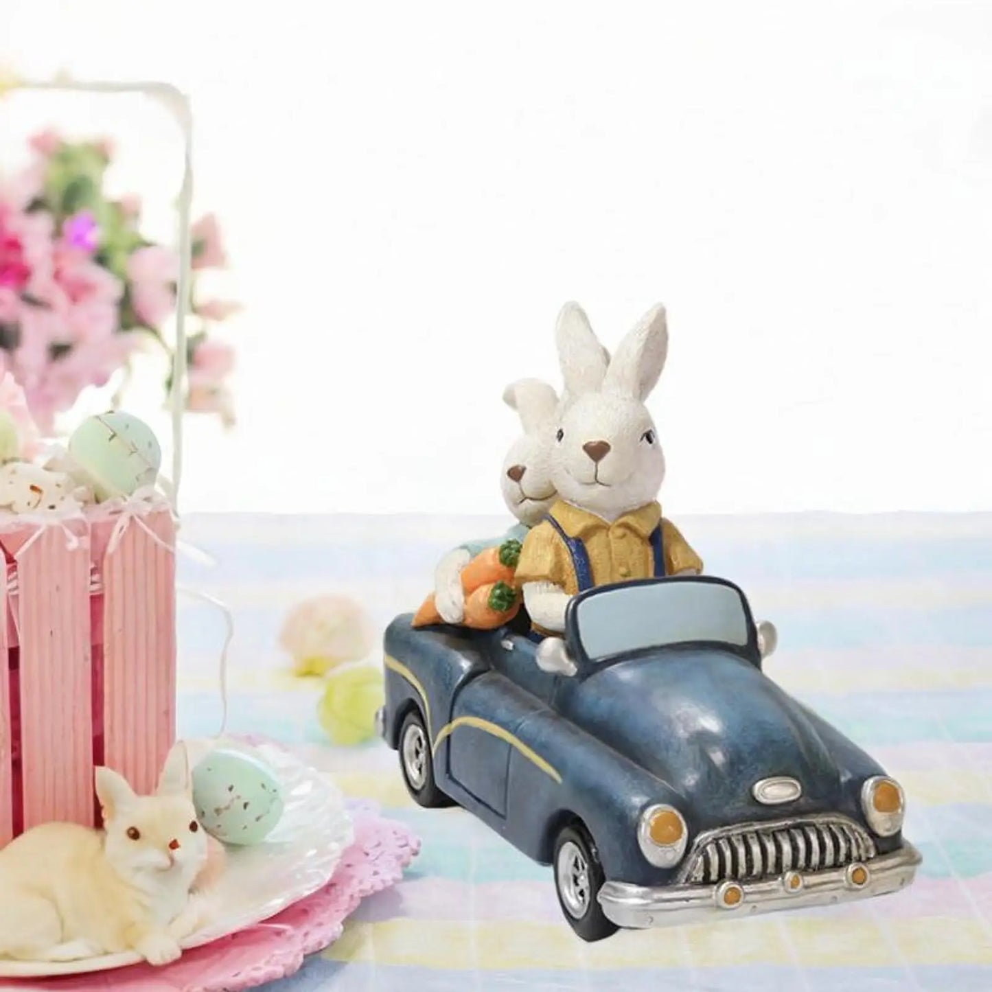 Easter Bunnies Decoration Funny Rabbit Statue for Courtyard Home Farmhouse