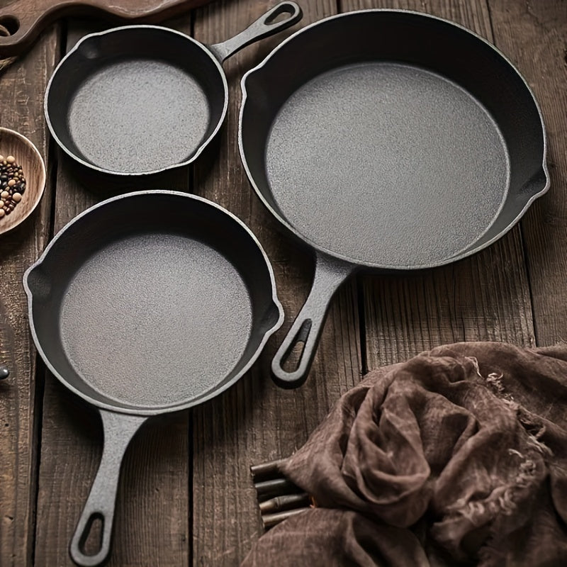 Versatile Nonstick Cast Iron Pan for Home  Outdoor Cooking