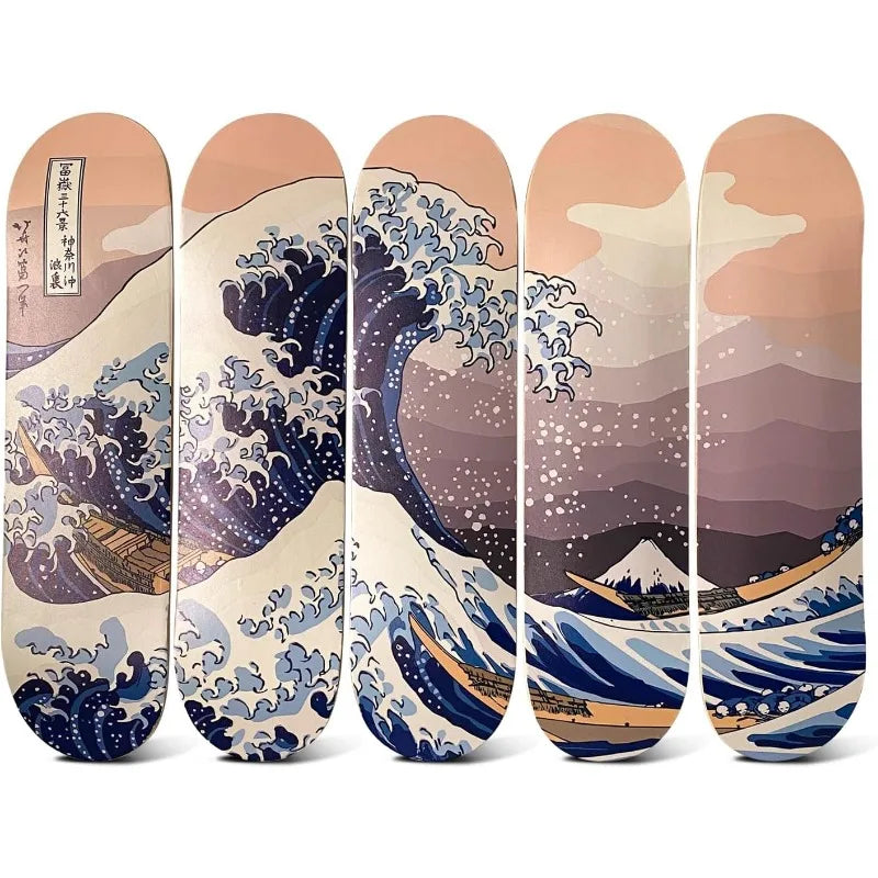 Skateboard Canvas Wall Art Hokusai Great Wave Off Kanagawa Room Decor Home , Living Room , Office , Farmhouse
