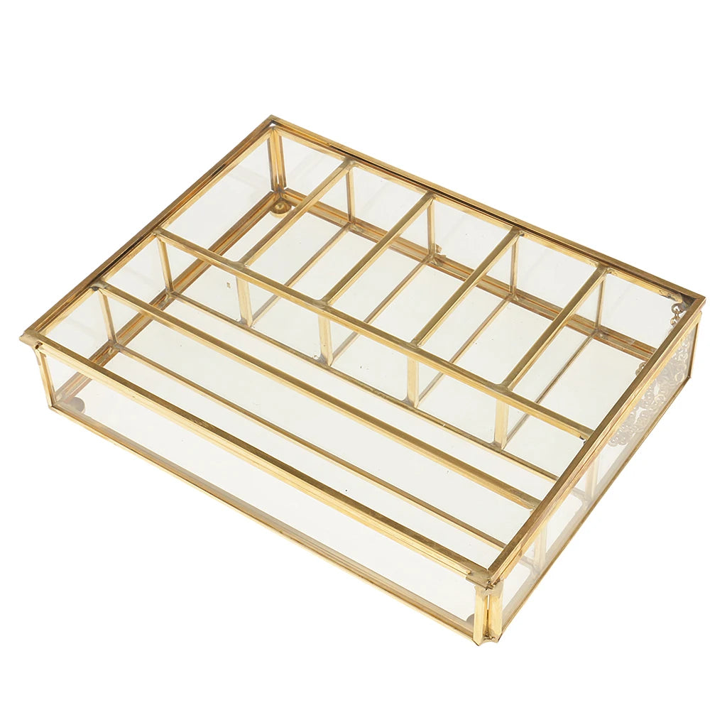 Compartment Personalized Clear Rectangle Box Jeweley Rings Bracelet Golden Planter Organizer Home Decor Wedding Favor Supplies