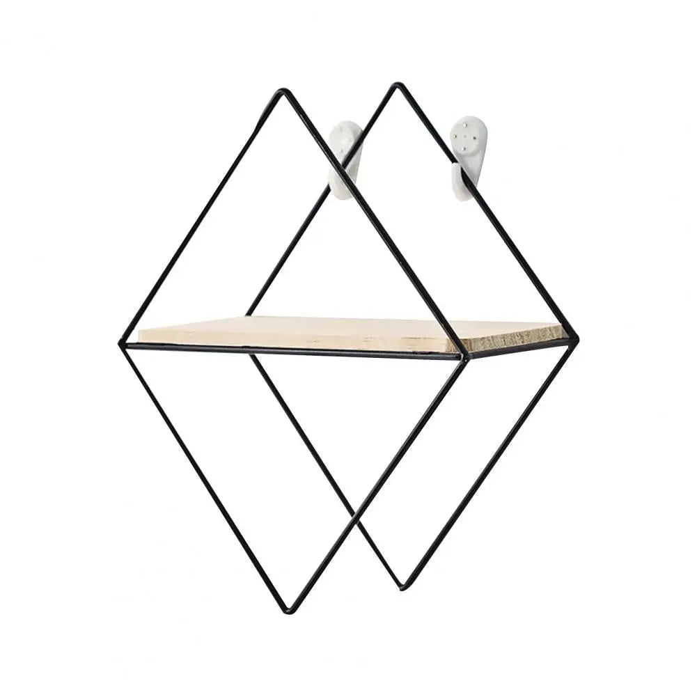 Iron Storage Shelf Geometric Nordic Style Storage Rack Novelty Artistic Storage Holder DIY Wall Mounted Home Decor Storage Shelf